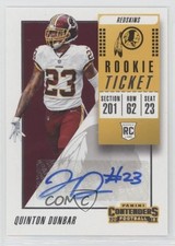 2018 Contenders Rookie Ticket/Rookie Ticket Variation Quinton Dunbar Auto 12g7
