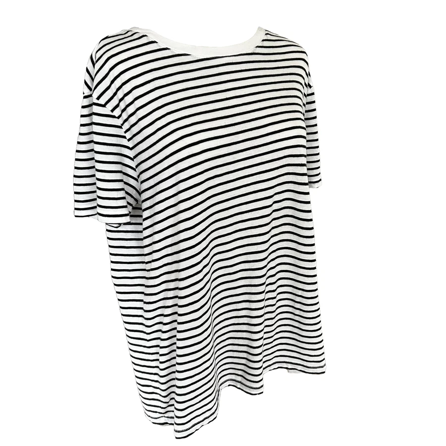 Camiseta para mujer ELIZABETH AND JAMES algodón a rayas talla grande blanco y negro Foto 3 de 4