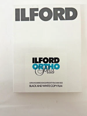 Ilford Ortho Plus Black and White Negative Film 4 x 5, 25 Sheet box Expired