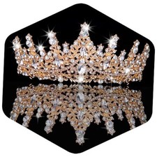 Crystal Crowns and Tiaras Headband for Women Birthday Party Wedding Gold White