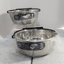 Snap'Y Fit 42 2 Quart Stainless Steel Pet /Dog Bowls w Crate Bracket Lot of 2