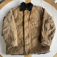 Carhartt Chore Jacket Youth Large 10/12 Brown Duck Canvas Barn Coat Workwear