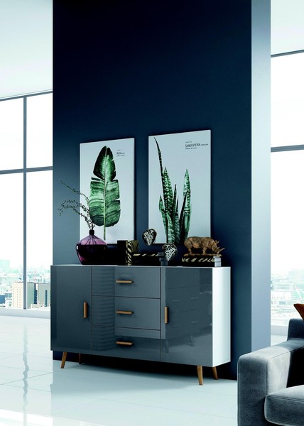 Kommoden Wohnzimmerschrank 140Cm Xl Low Boards Moderne Holz Kommode Sideboard-image
