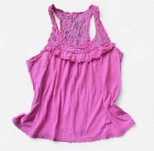 Abercrombie Fitch Vibrant Pink Lace Lined Tank Top Size L