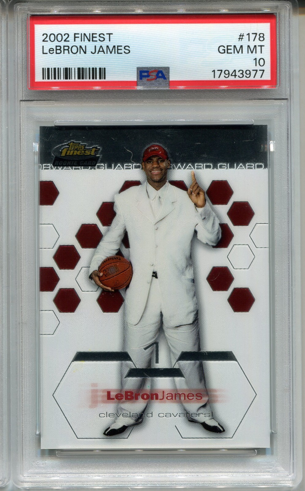 2002 Finest Lebron James Rookie Card Graded PSA 10 GEM MINT Basketball #178