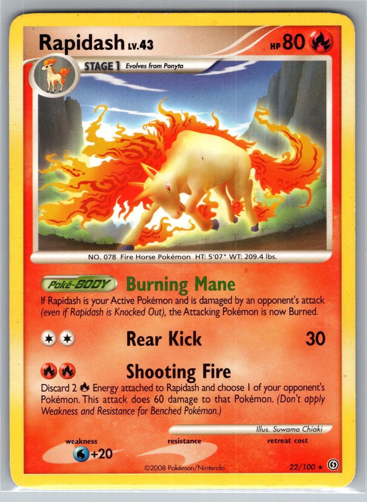 Rapidash 22/100 Rare Stormfront Pokemon Moderately Played