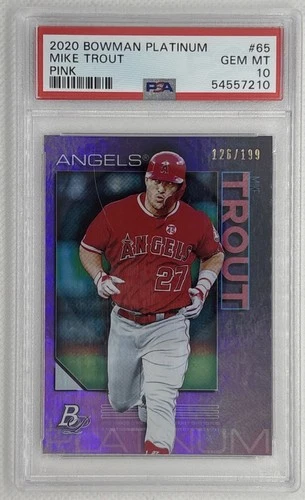 2020 Bowman Platinum MIKE TROUT #65 Pink Parallel /199 PSA 10 Gem Mint 🌶️🥵