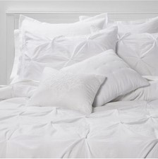 8pc King Pinch Pleat Comforter and Sheet Set White - Threshold
