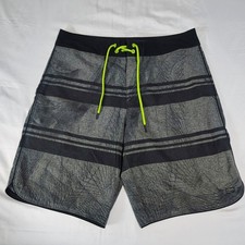 Oakley Mens Tailored Fit Board Shorts Swim Trunks Striped Gray Black Sz 31 Surf