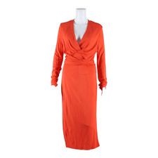 ISSA Tie-front Lined Womens Maxi Dress Red Long Sleeve Long UK 14