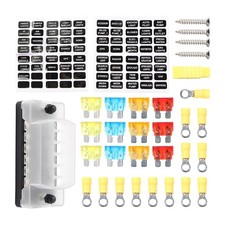 6 Way 12V-32V Fuse Box Block Holder With 12PCS Blade Fuses Kit For Car Marine US