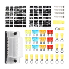 6 Way 12V-32V Fuse Box Block Holder With 12PCS Blade Fuses Kit For Car Marine US