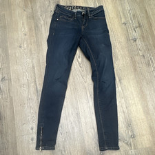 GUESS Damen Skinny Jeans Blau Dunkle Waschung W25 L30 Stretch Denim Logo