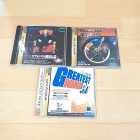 Sega Saturn Console HST-3220 Bundle 2 Controllers 8 Games Tested Japanese White