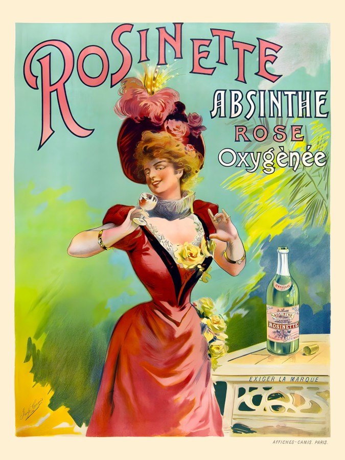 Absinthe Rosinette Rose Oxygenee Paris France 1900s Ad Advertising