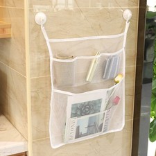 Compartments Bath Toy Organizer Net Storage Bags with Hooks Bathroom