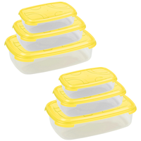 2X 3-Teilige Rechteckige Frischhaltedose Deckel BehäLter Aufbewahrungsbox Gelb