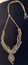 KUNDAN AND PEARLS BRIDAL NECKLACE INDIAN COSTUME JEWELRY