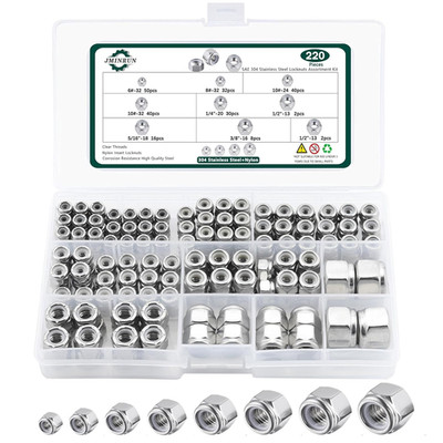 Metric Nylon Insert Lock Nut Assortment Kit, 530PCS Stainless Steel Standard Thr