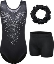 BAOHULU Gymnastics Leotards for Girls Sequins 13-14 Years, Black Sequin Set