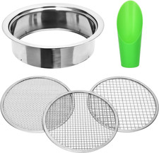 Soil Sifter Garden Soil Sieve Stainless Steel Sieve Set, with 3 Interchangeab...
