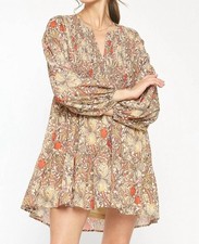 Entro Fall Floral Long-Sleeved Dress Size M