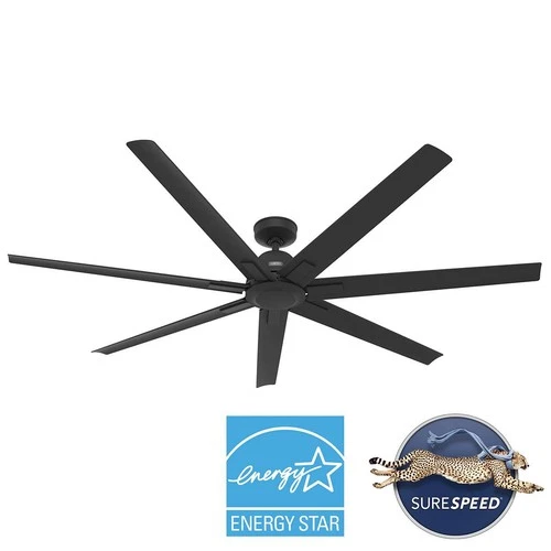 72" Hunter Downtown Matte Black Outdoor Ceiling Fan with Wall Control - Picture 7 of 7