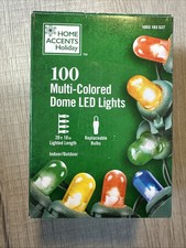 1 Set Home Accents Holiday 100 Ct. LED Multi-Colored Dome Lights 28' 10" Length