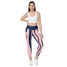 pink stripped Leggings with pockets