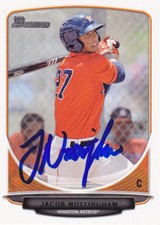JACOB NOTTINGHAM HOUSTON ASTROS SIGNED BOWMAN BASEBALL CARD MILWAUKEE BREWERS