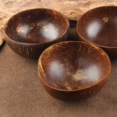 Natural Coconut Bowl Spoon Set Fruit Salad NoodleRiceBowlWoodenTableWareCreative