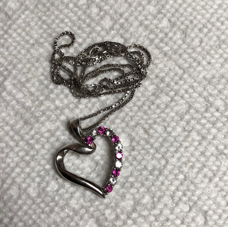 Sterling silver ruby heart necklace - image 1
