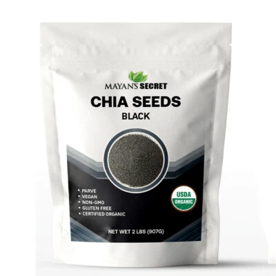 MAYANS SECRET 2 LBS USDA ORGANIC PURE PREMIUM BLACK CHIA SEEDS VEGAN,GLUTEN-FREE,nonGMO,FRESH