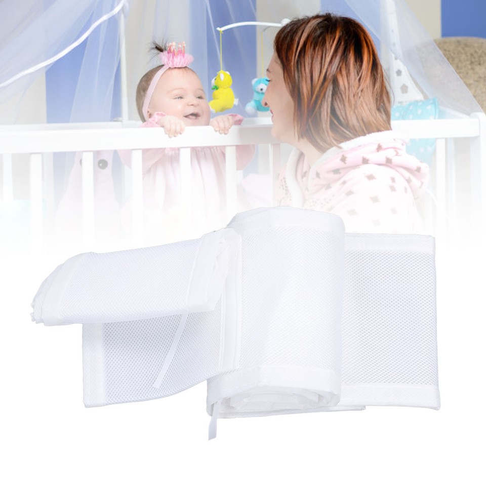 Baby Crib Mesh Liner Breathable Baby Crib Bumper Mesh Adjustable Height For eBay