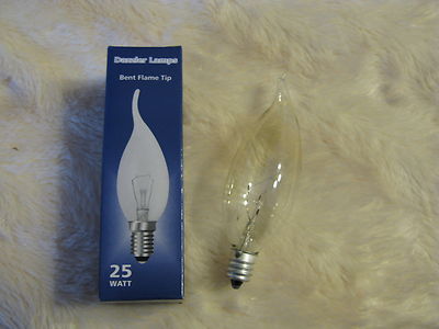 10x E12 25W Flammenspitze gebogen Kerze KLAR Lampe Glühbirne 240V dimmbar CES Restposten