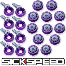 PURPLE 20 PC BILLET ALUMINUM FENDER/BUMPER WASHER/BOLT ENGINE BAY DRESS UP P1