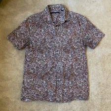Vintage Perry Ellis Men’s Multicolor Button-Up Short Sleeve Shirt In size Small
