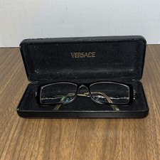 Versace Black Plastic/Metal Glasses Silver Medusa Temple Hard Case- FRAMES ONLY