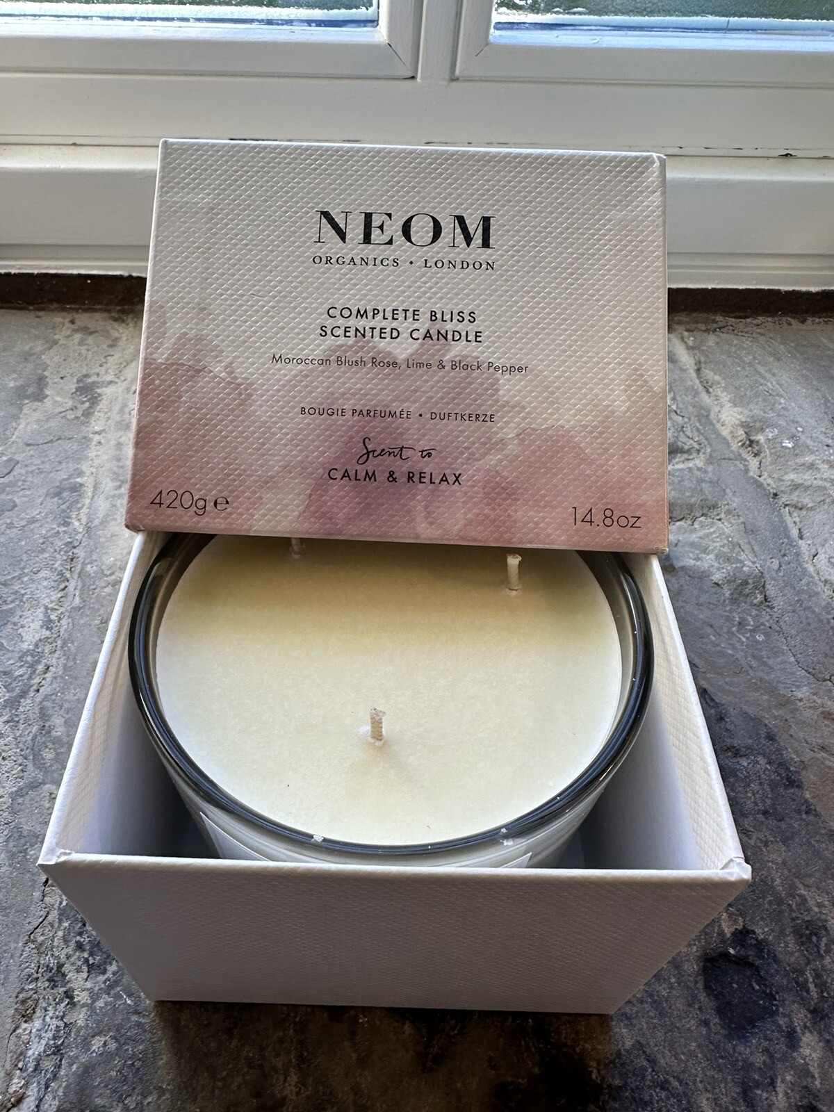 Neom Organics Complete Bliss Scented Large 3 Wick Candle 50 Hours 420g