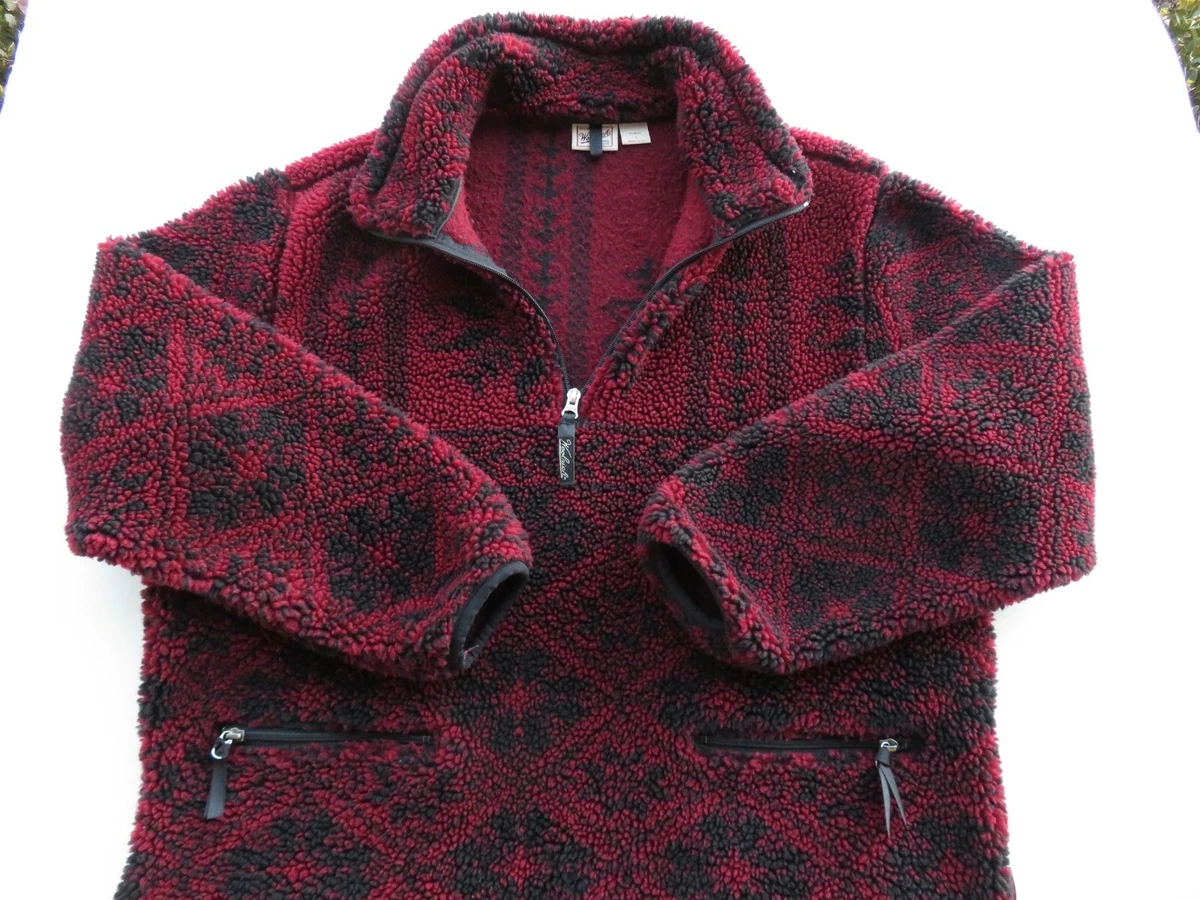 VTG Woolrich High Pile Thick Fleece Pullover USA Nordic Jacket Sz L 1 4 Zip Red
