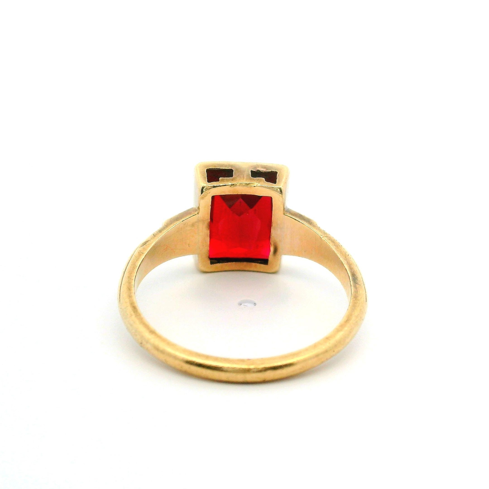 Antique 10k Yellow Gold Rectangular Synthetic Rub… - image 9