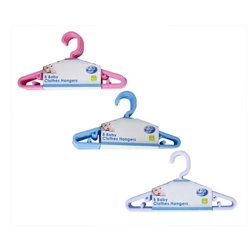 BABY TODDLER CLOTHES PLASTIC SLIM HANGERS NURSERY WARDROBE PINK BLUE