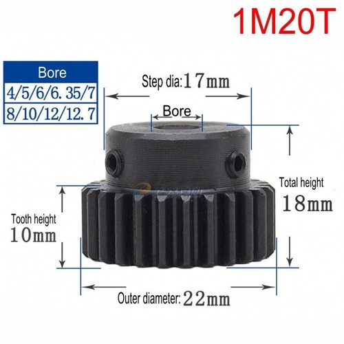 Ingranaggio Trasmissione Denti 1 Mod Spur Gear 10T-150T con Passo 45# Ingranaggio Pignone Acciaio - Foto 12 di 39