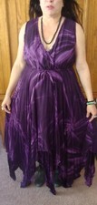 purple dress empire tie dye pixie hem l m l xl 1x one size