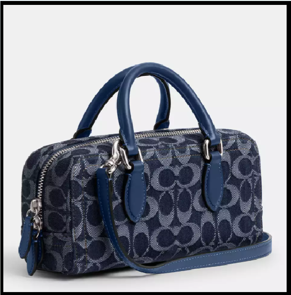 COACH CAM06 Bowery Satchel 22 Signature Denim Crossbody Bag Deep