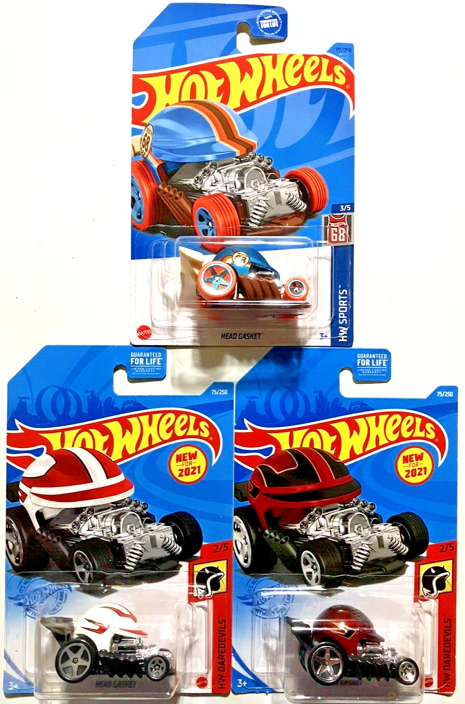 Hot Wheels ~ HEAD GASKET ~ Lot Of 3 ~ HW SPORTS / HW DAREDEVILS ~  2021/2022 ~NM