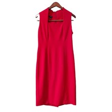 Talbots Red Sleeveless Classic Career Sheath Dress Women's Size 6 Square Neck