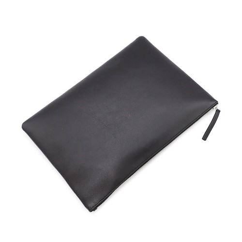 Balenciaga Clutch Bag Second 485112 Logo Clip L Calfskin Black Silver