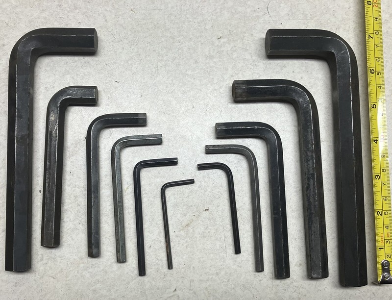 Allen/Hex Wrench Set, Soft Case 11 Tools 1/8- 5/8", L-shape, VG, used