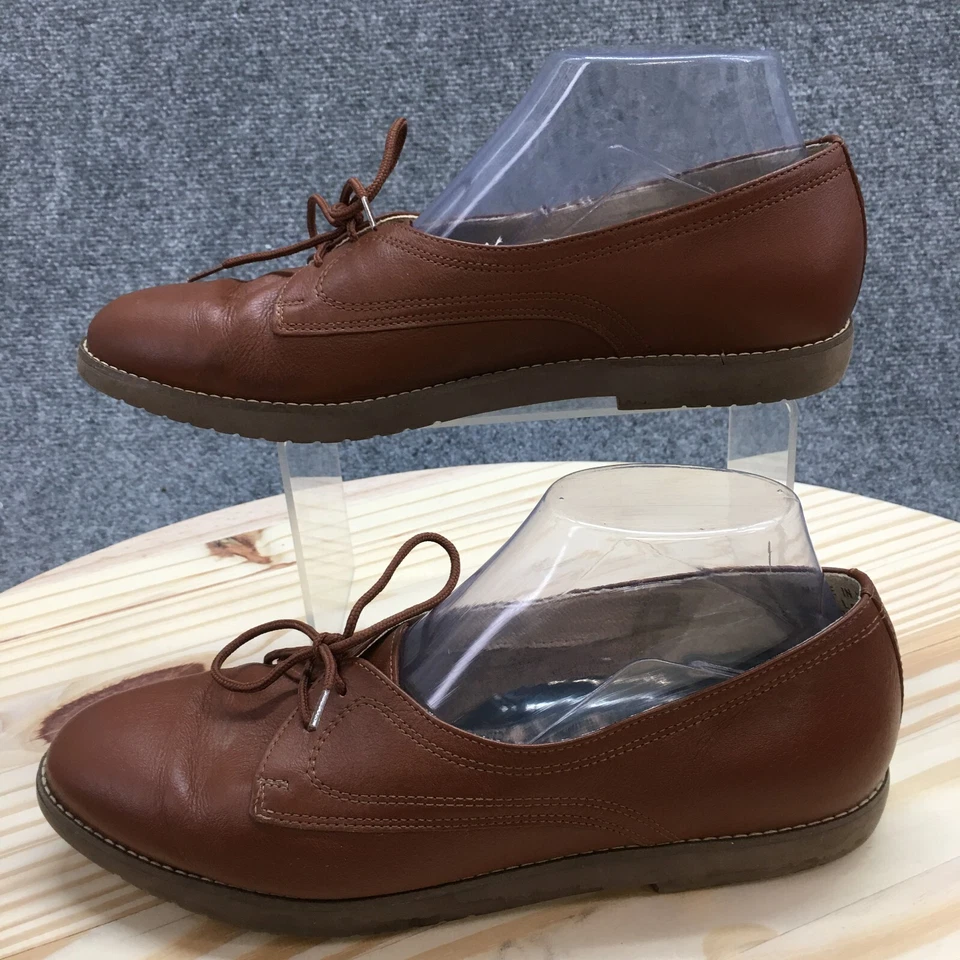Rockport Shoes Womens 9 M Casual Two Eye Flats Brown Leather Lace Up Comfort - Image 2 of 4